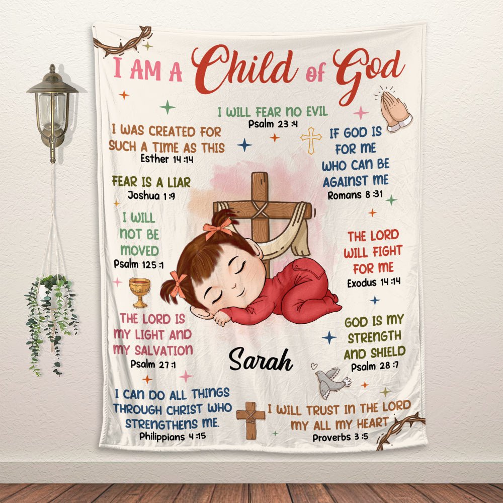 I Am A Child Of God I Will Fear No Evil - Personalized Blanket - Giftago