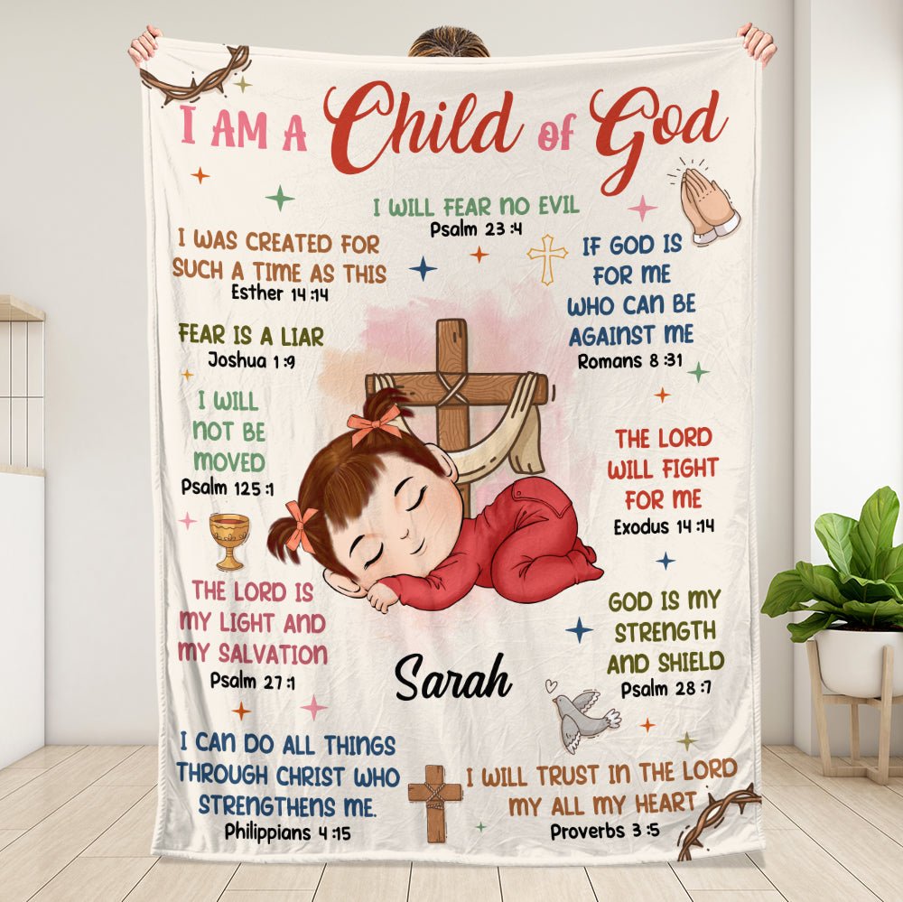 I Am A Child Of God I Will Fear No Evil - Personalized Blanket - Giftago