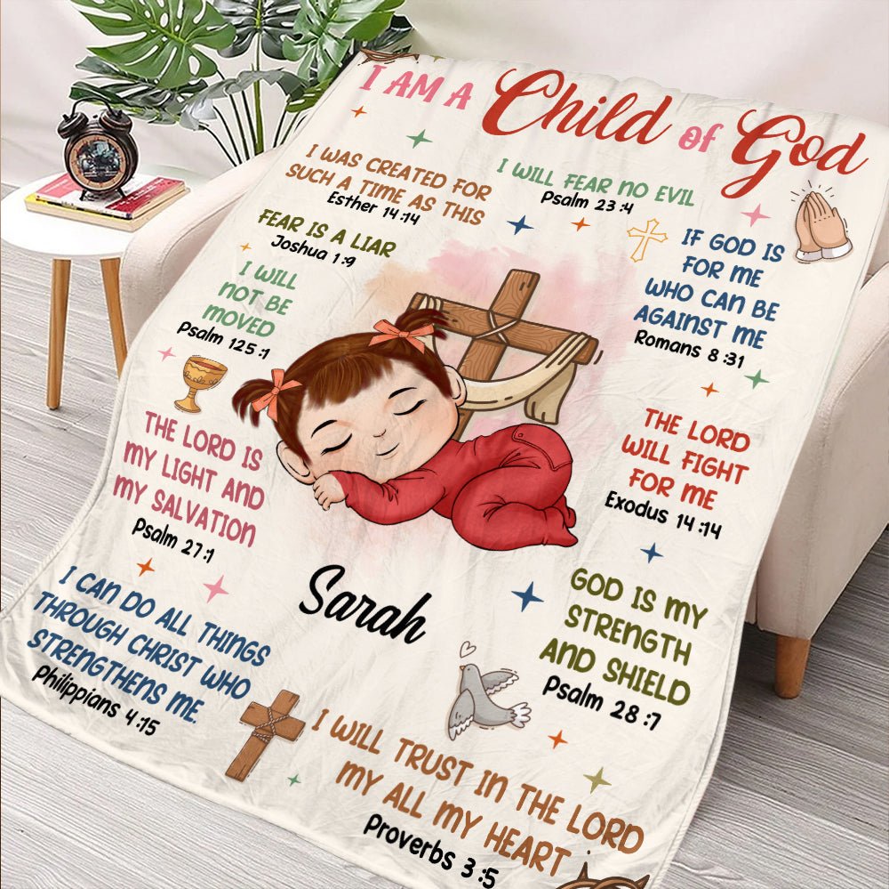 I Am A Child Of God I Will Fear No Evil - Personalized Blanket - Giftago