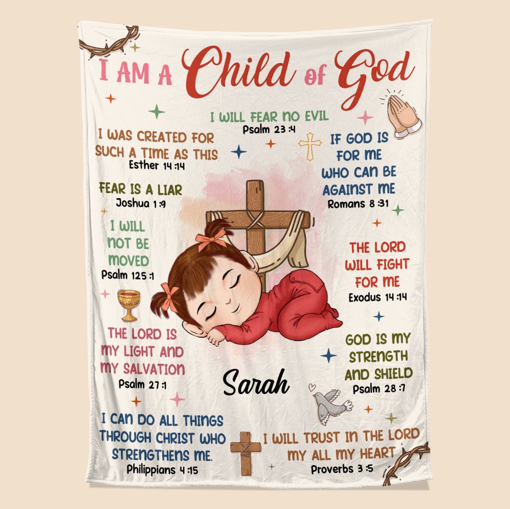 I Am A Child Of God I Will Fear No Evil - Personalized Blanket - Giftago
