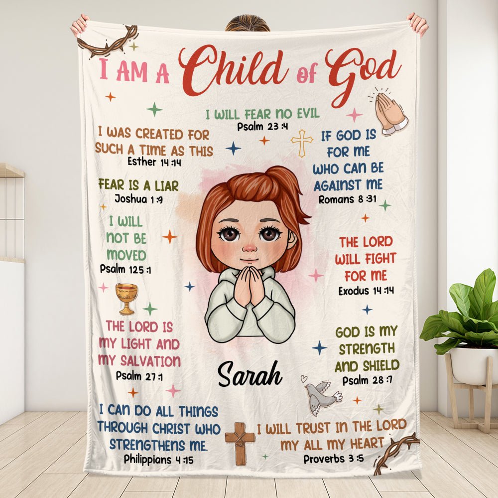 I Am A Child Of God I Will Fear No Evil - Personalized Blanket - Giftago