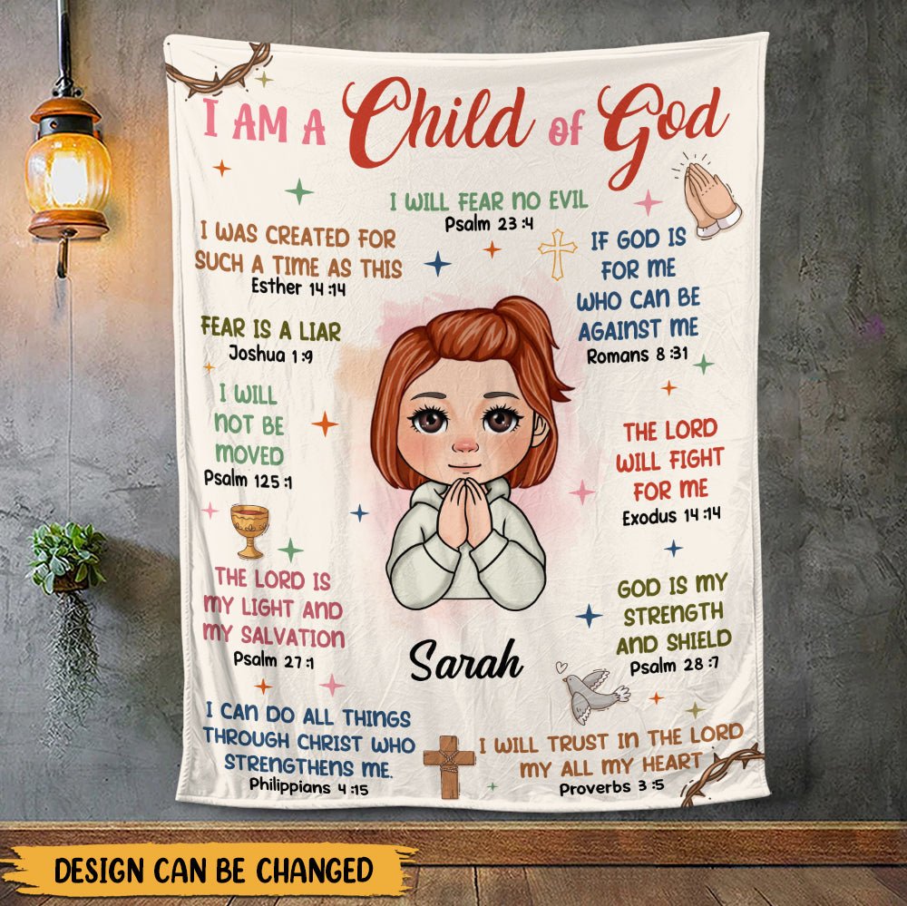 I Am A Child Of God I Will Fear No Evil - Personalized Blanket - Giftago