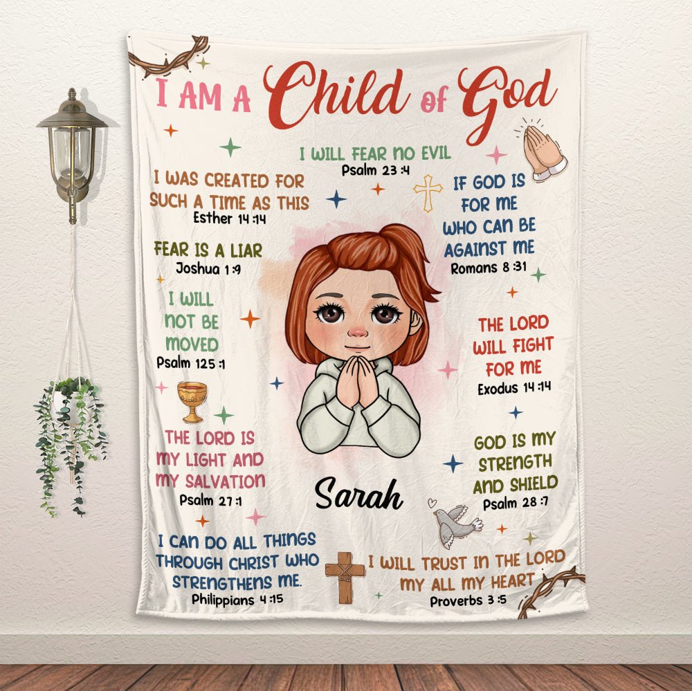 I Am A Child Of God I Will Fear No Evil - Personalized Blanket - Giftago