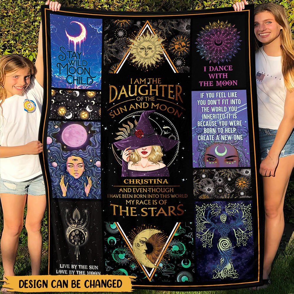 I Am The Daughter Of The Sun And Moon - Personalized Blanket - Best Gift For Witch Lovers, For Halloween - Giftago