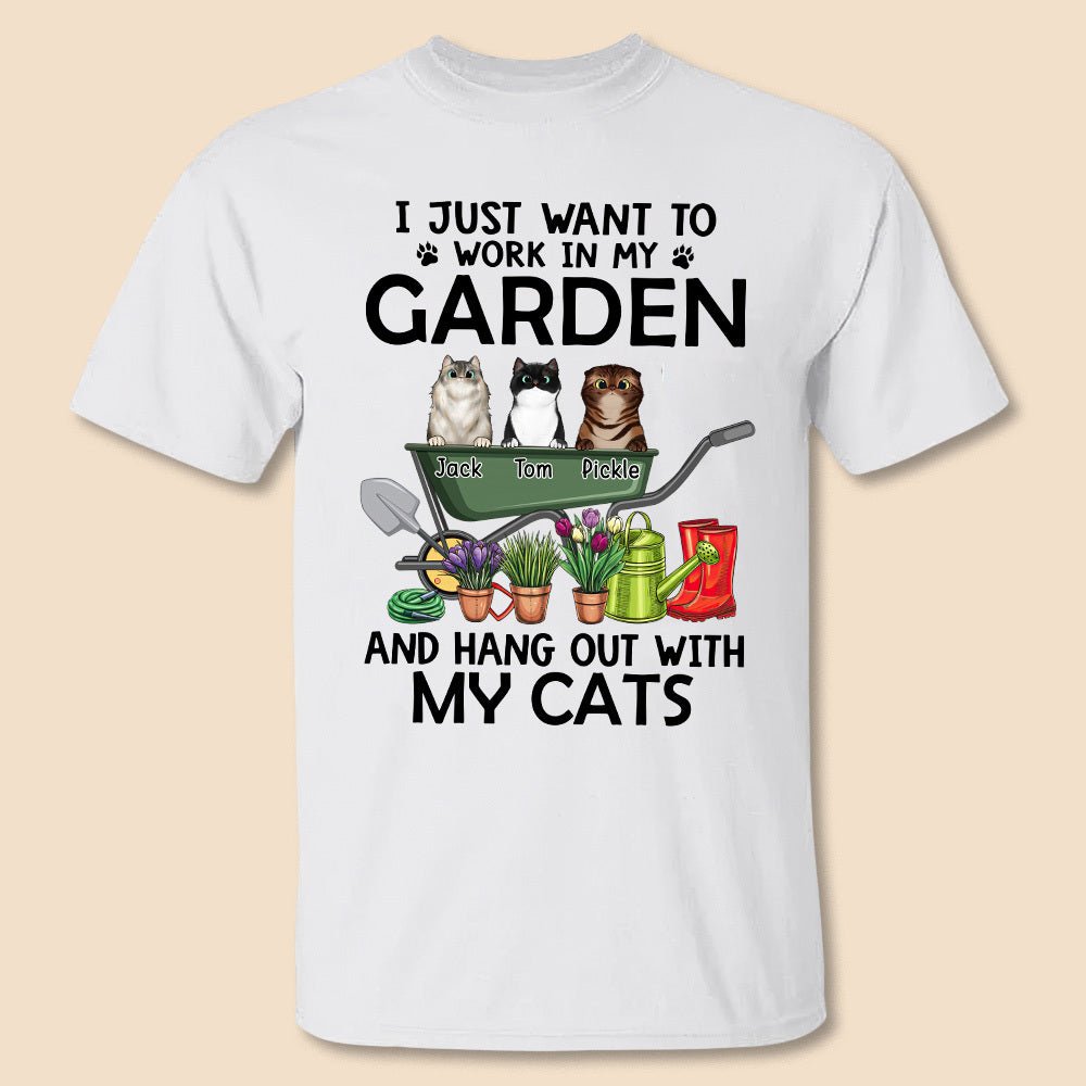 I Just Want To Work In My Garden And Hang Out With My Cats - Personalized T-Shirt/ Hoodie - Best Gift For Cat Lovers - Giftago