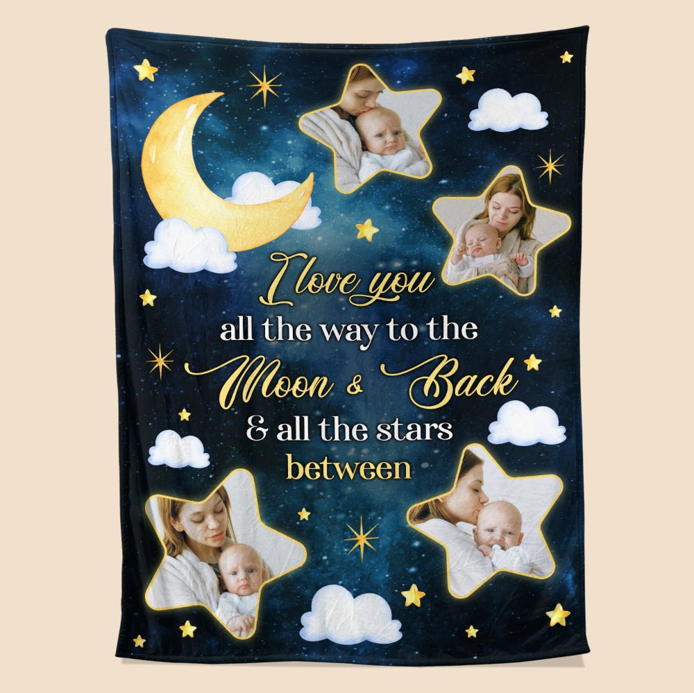 I Love You To The Moon And Back Blanket - Personalized Blanket - Giftago