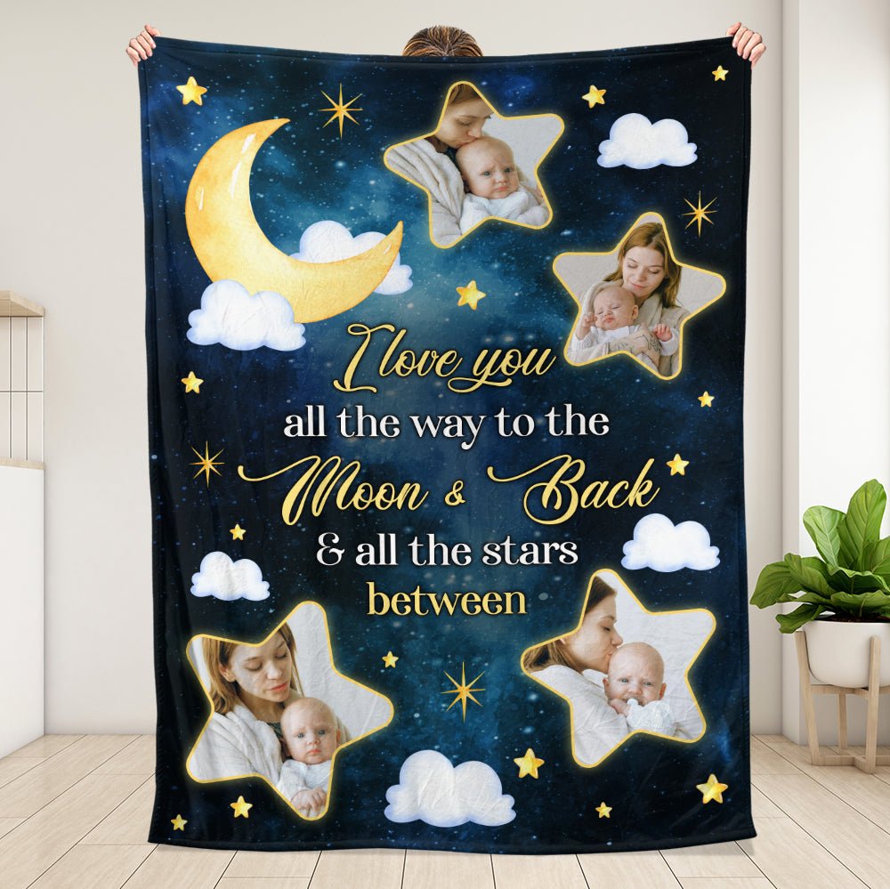 I Love You To The Moon And Back Blanket - Personalized Blanket - Giftago