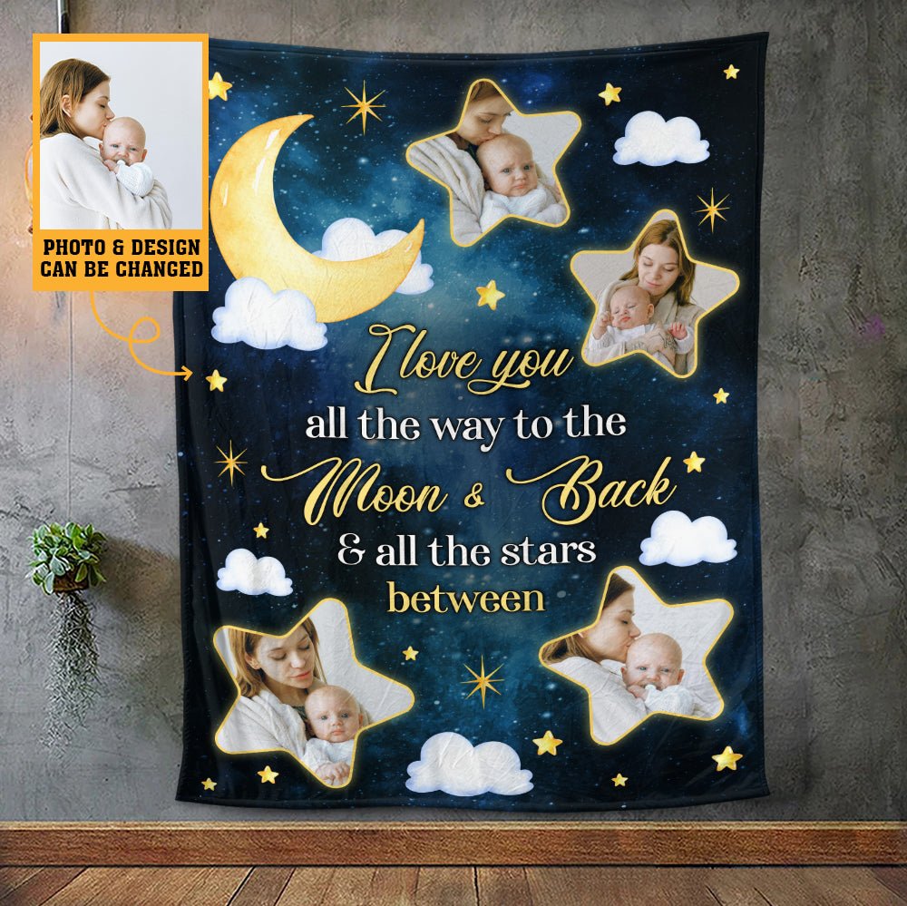 I Love You To The Moon And Back Blanket - Personalized Blanket - Giftago