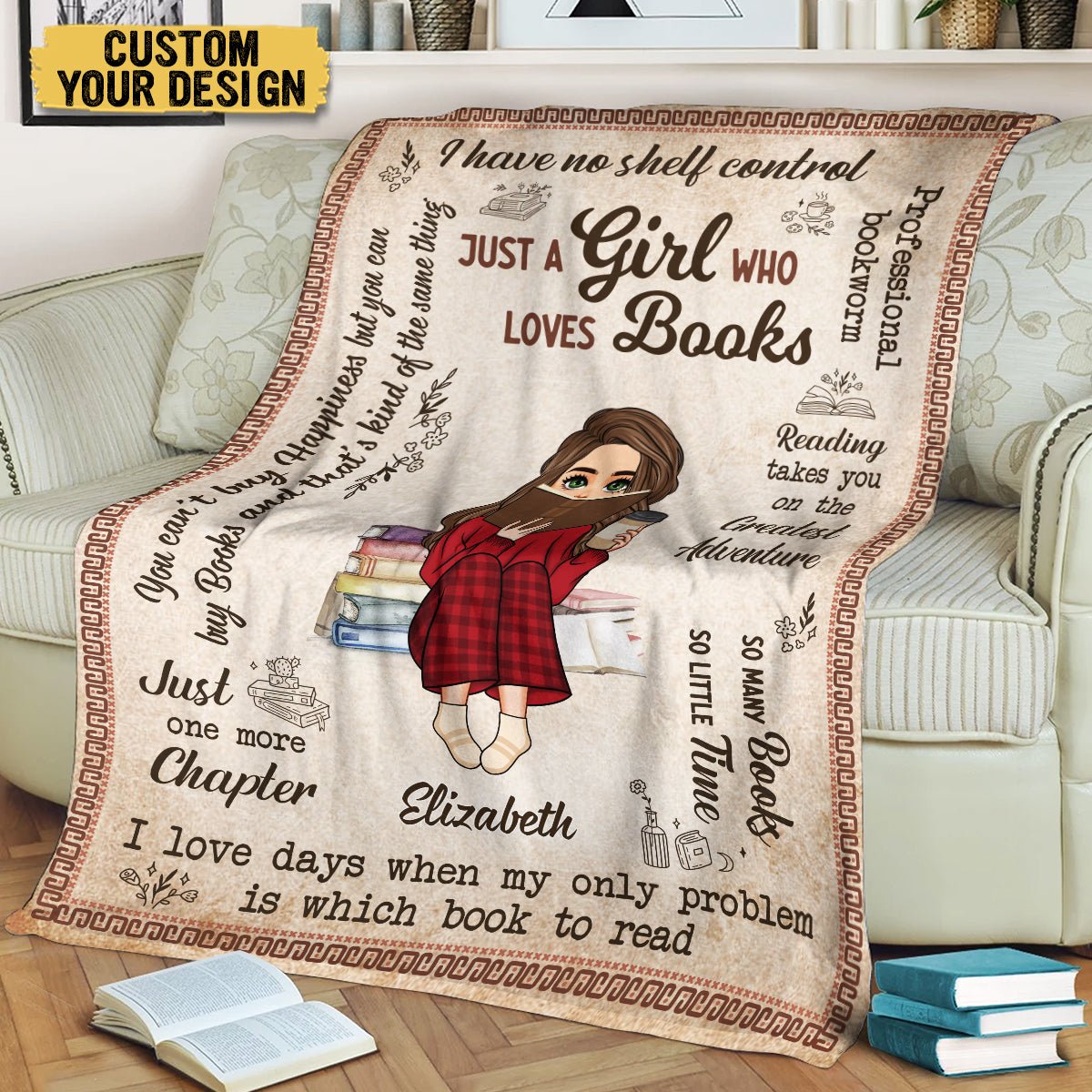I Loves Days When My Only Problem Is Which Book To Read - Personalized Blanket - Thoughtful Gift For Birthday - Giftago
