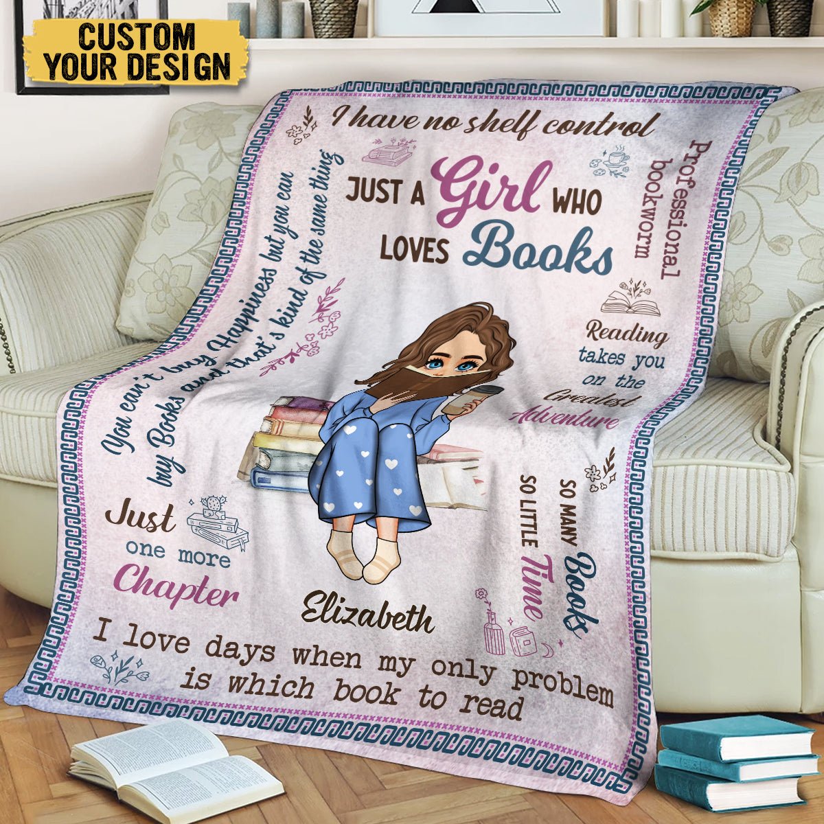 I Loves Days When My Only Problem Is Which Book To Read - Personalized Blanket - Thoughtful Gift For Birthday - Giftago