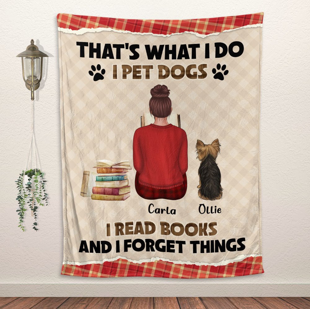 I Pet Dogs I Read Books Blanket - Personalized Blanket