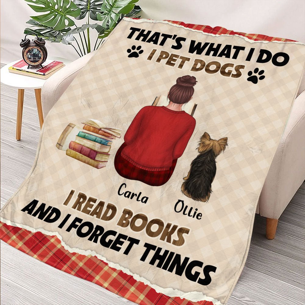 I Pet Dogs I Read Books Blanket - Personalized Blanket