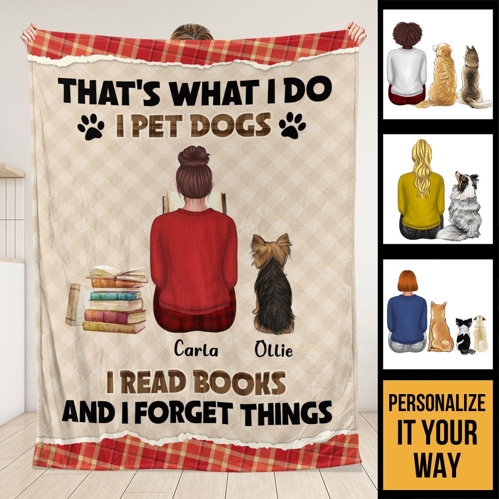 I Pet Dogs I Read Books Blanket - Personalized Blanket