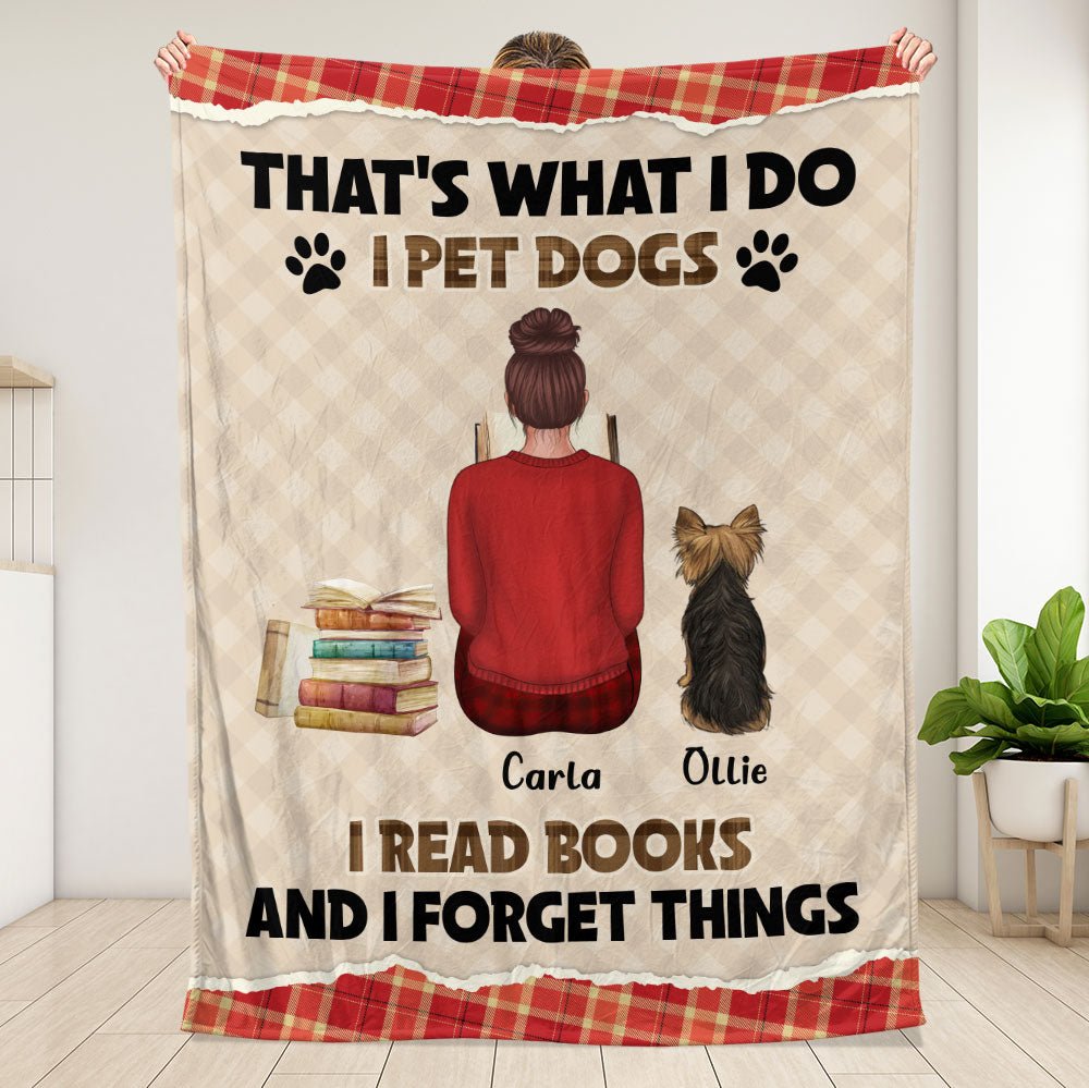 I Pet Dogs I Read Books Blanket - Personalized Blanket