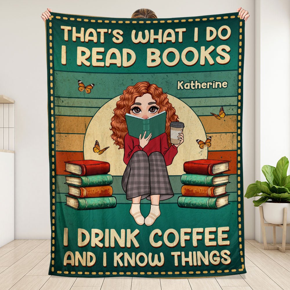 I Read Book I Drink Coffee Blanket - Personalized Blanket