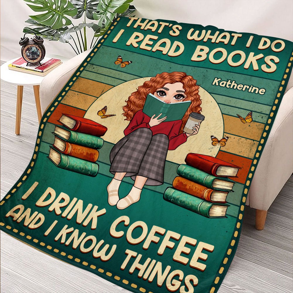 I Read Book I Drink Coffee Blanket - Personalized Blanket