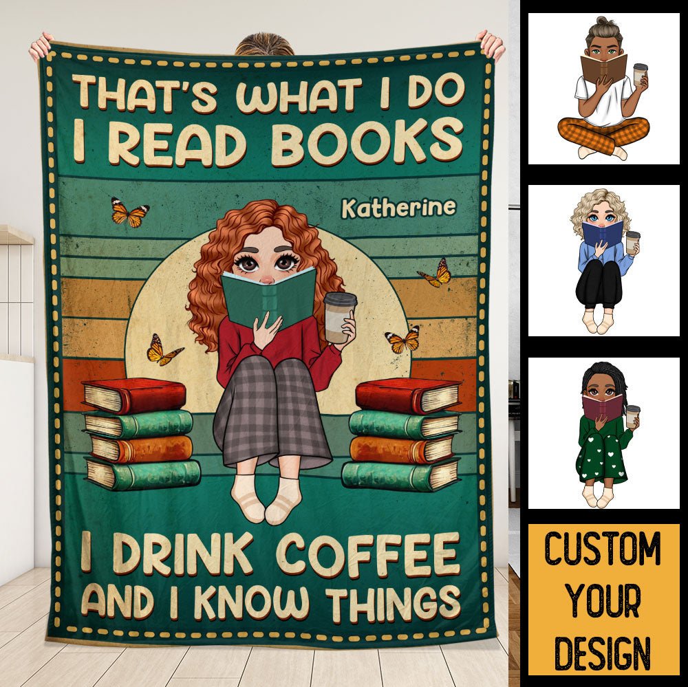 I Read Book I Drink Coffee Blanket - Personalized Blanket