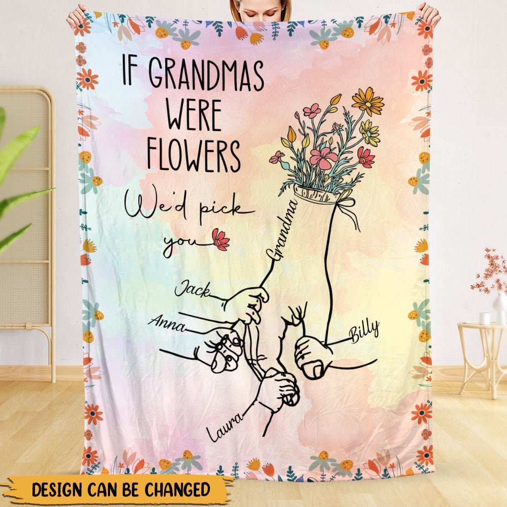 If Grandmas Were Flowers - Personalized Blanket - Best Gift For Mother, Grandma - Giftago