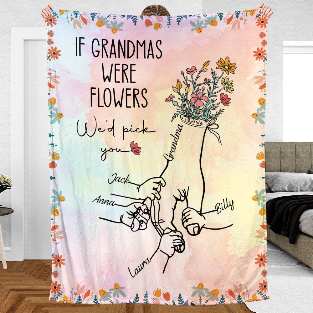 If Grandmas Were Flowers - Personalized Blanket - Best Gift For Mother, Grandma - Giftago