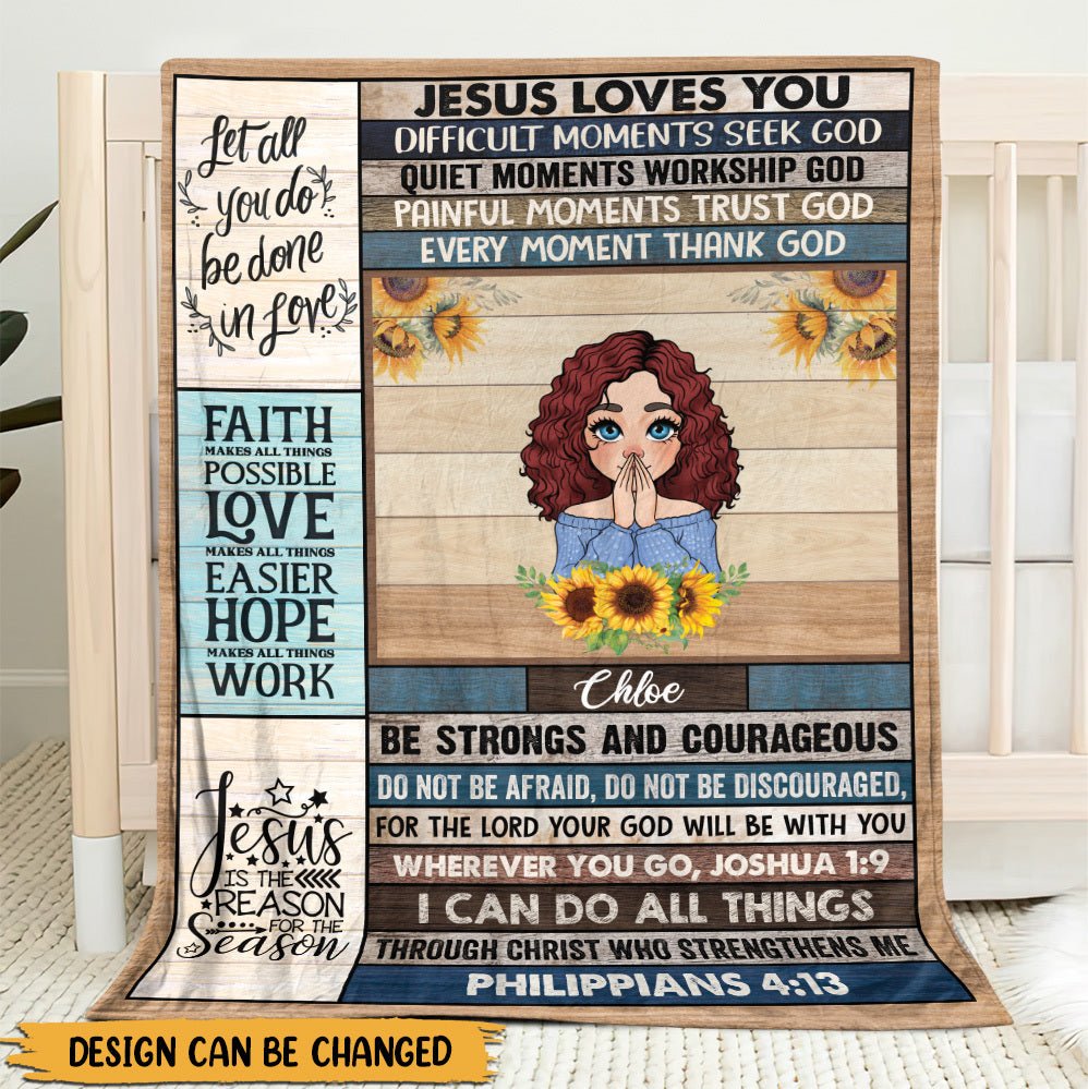 Jesus Loves You - Personalized Blanket - Meaningful Gift For Birthday - Giftago