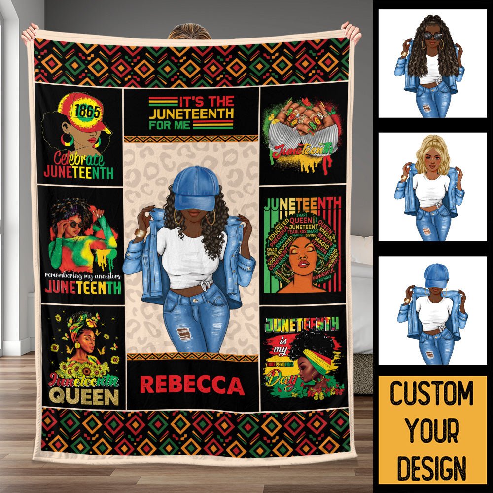 Juneteenth Is My Independence Day Blanket - Personalized Blanket - Giftago