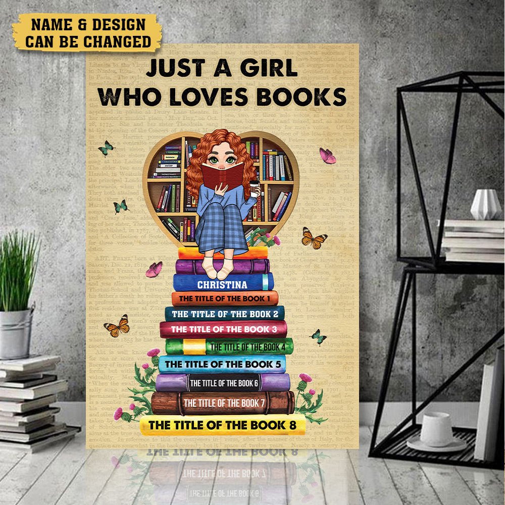 Just A Girl, A Boy Who Loves Books - Personalized Poster/Canvas - Best Gift For Book Lover, For Birthday - Giftago