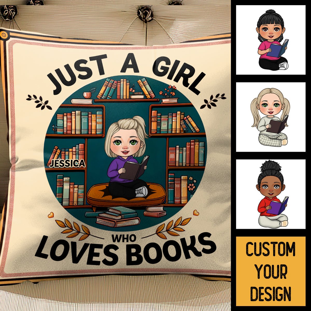 Just A Girl Who Loves Books - Personalized Pillow - Best Gift For Christmas, For Birthday - Giftago