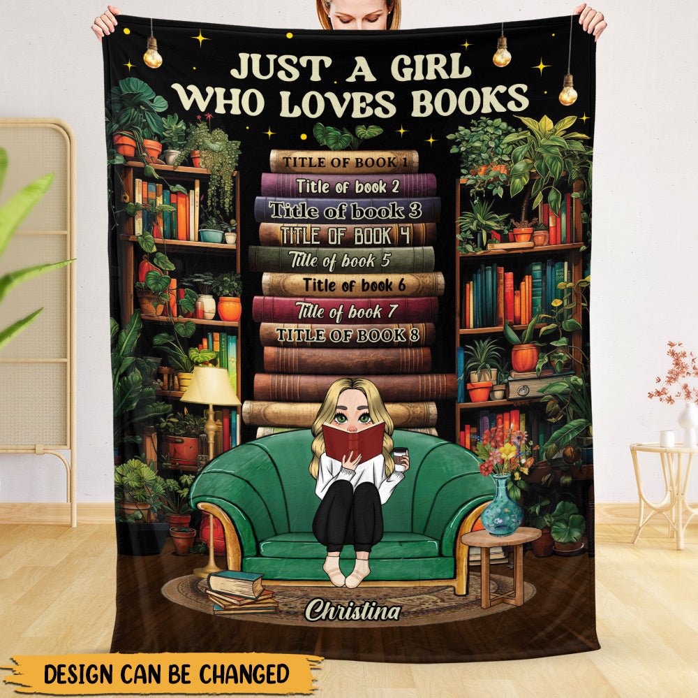 Just A Girl Who Loves Books With Cozy Book Shelf - Personalized Blanket - Thoughtful Gift For Birthday - Giftago