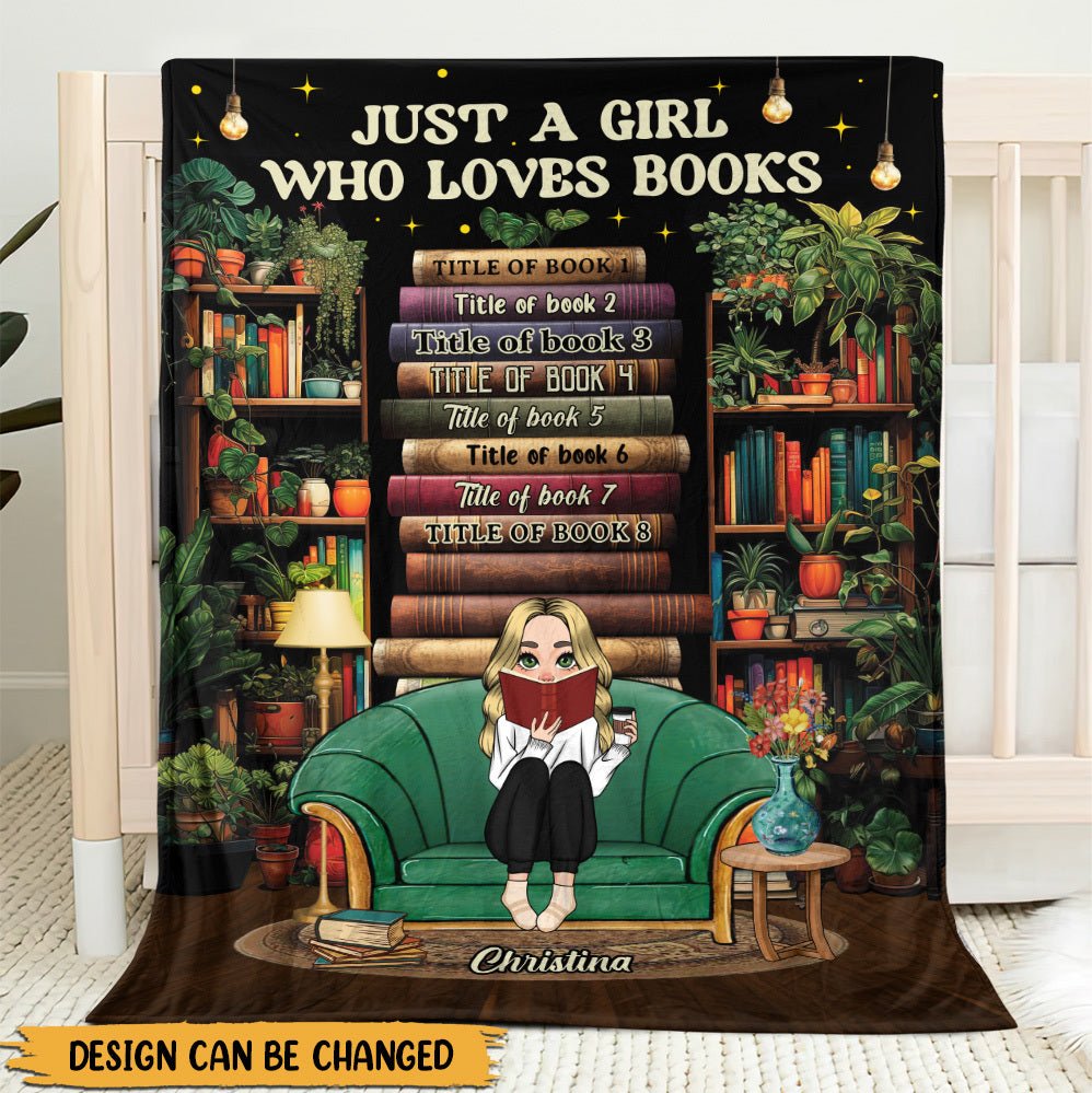 Just A Girl Who Loves Books With Cozy Book Shelf - Personalized Blanket - Thoughtful Gift For Birthday - Giftago