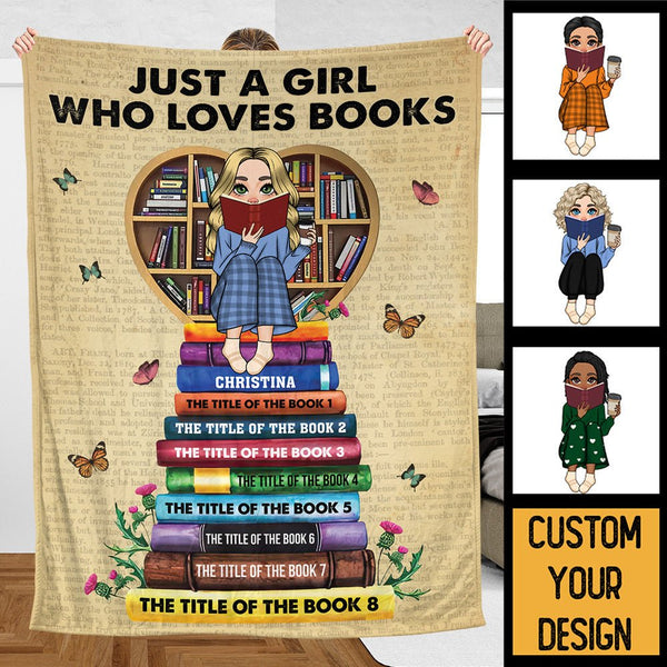 Just A Girl/Boy Who Loves Books With Book Titles - Personalized Blanket - Thoughtful Gift For Birthday - Giftago