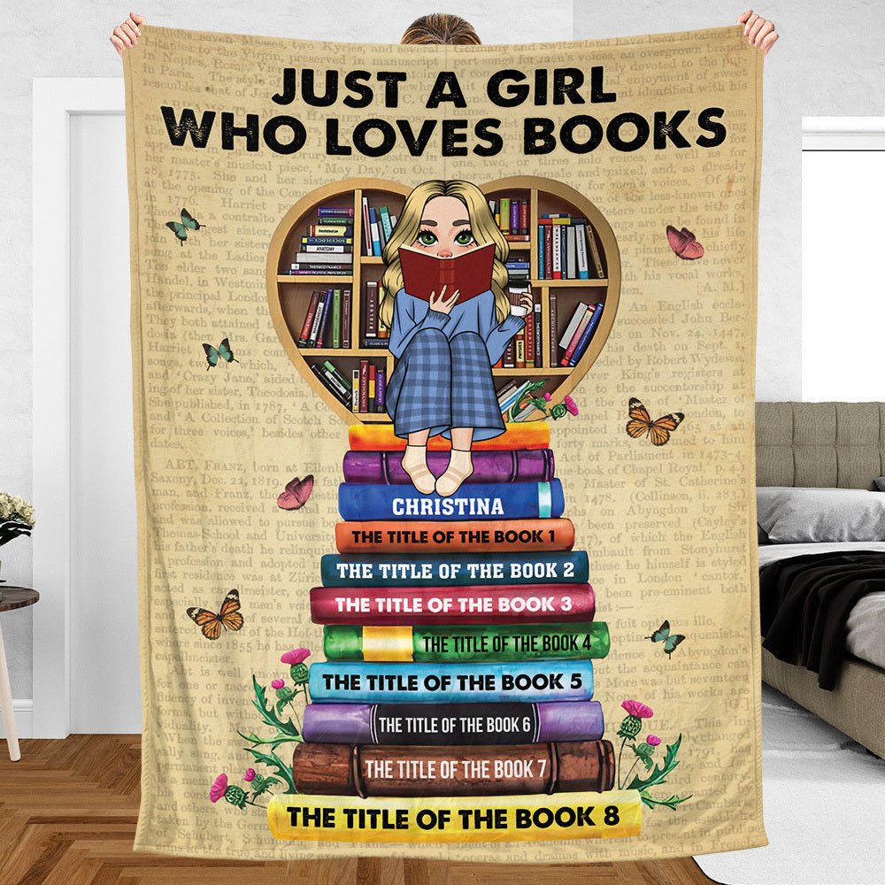 Just A Girl/Boy Who Loves Books With Book Titles - Personalized Blanket - Thoughtful Gift For Birthday - Giftago