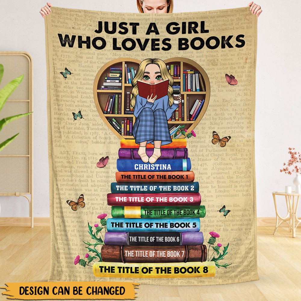 Just A Girl/Boy Who Loves Books With Book Titles - Personalized Blanket - Thoughtful Gift For Birthday - Giftago