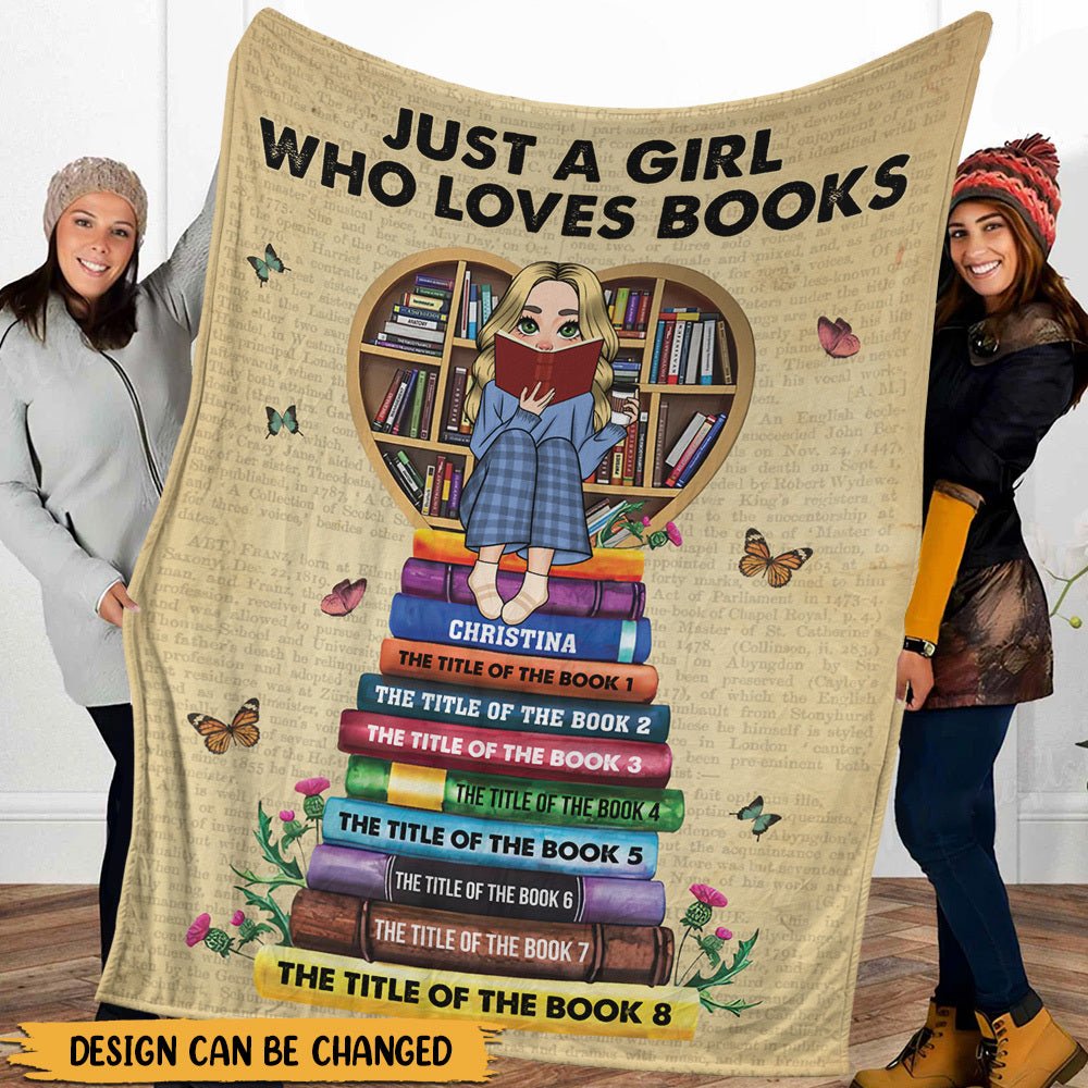 Just A Girl/Boy Who Loves Books With Book Titles - Personalized Blanket - Thoughtful Gift For Birthday - Giftago
