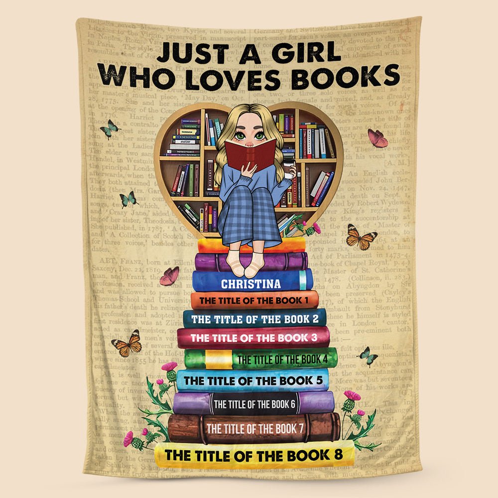 Just A Girl/Boy Who Loves Books With Book Titles - Personalized Blanket - Thoughtful Gift For Birthday - Giftago