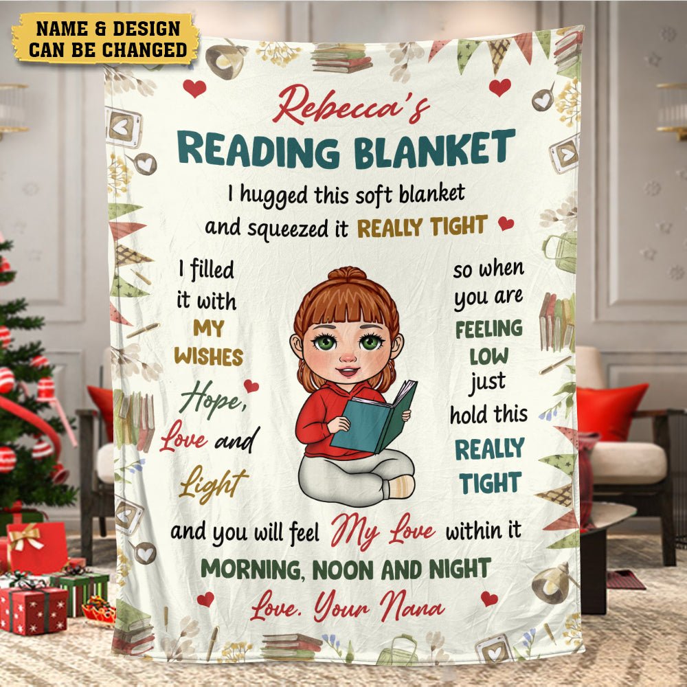 Kid Reading Blanket - Personalized Blanket - Thoughtful Gift For Birthday - Giftago