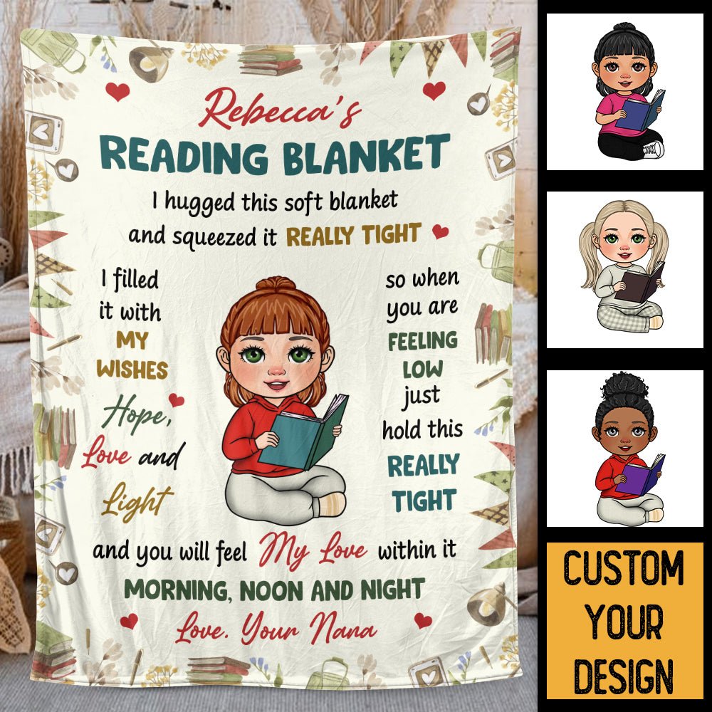 Kid Reading Blanket - Personalized Blanket - Thoughtful Gift For Birthday - Giftago