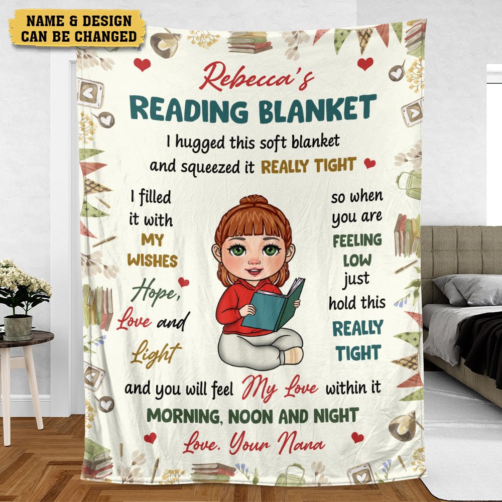 Kid Reading Blanket - Personalized Blanket - Thoughtful Gift For Birthday - Giftago