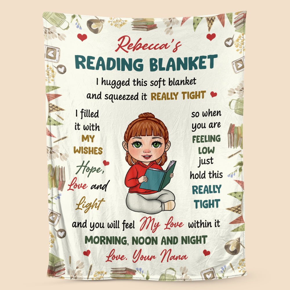Kid Reading Blanket - Personalized Blanket - Thoughtful Gift For Birthday - Giftago