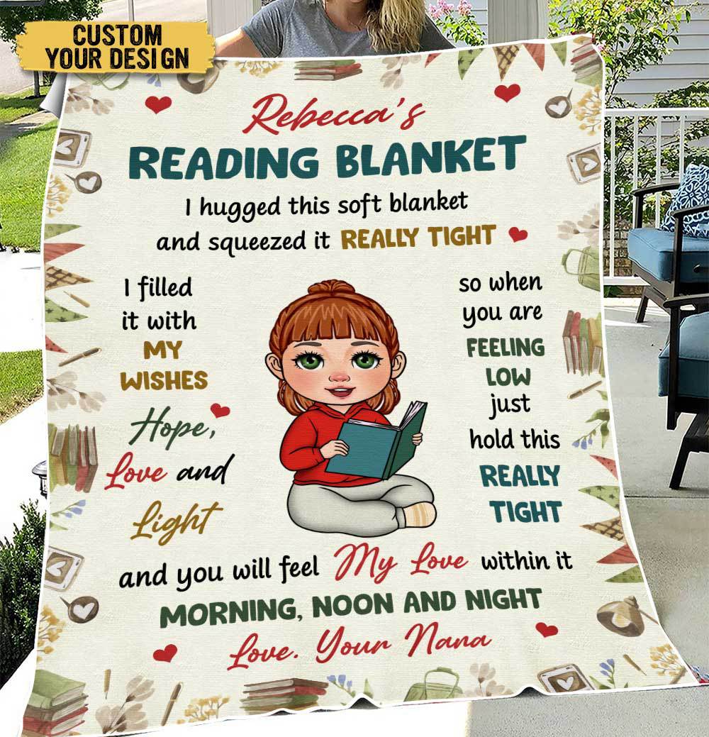 Kid Reading Blanket - Personalized Blanket - Thoughtful Gift For Birthday - Giftago