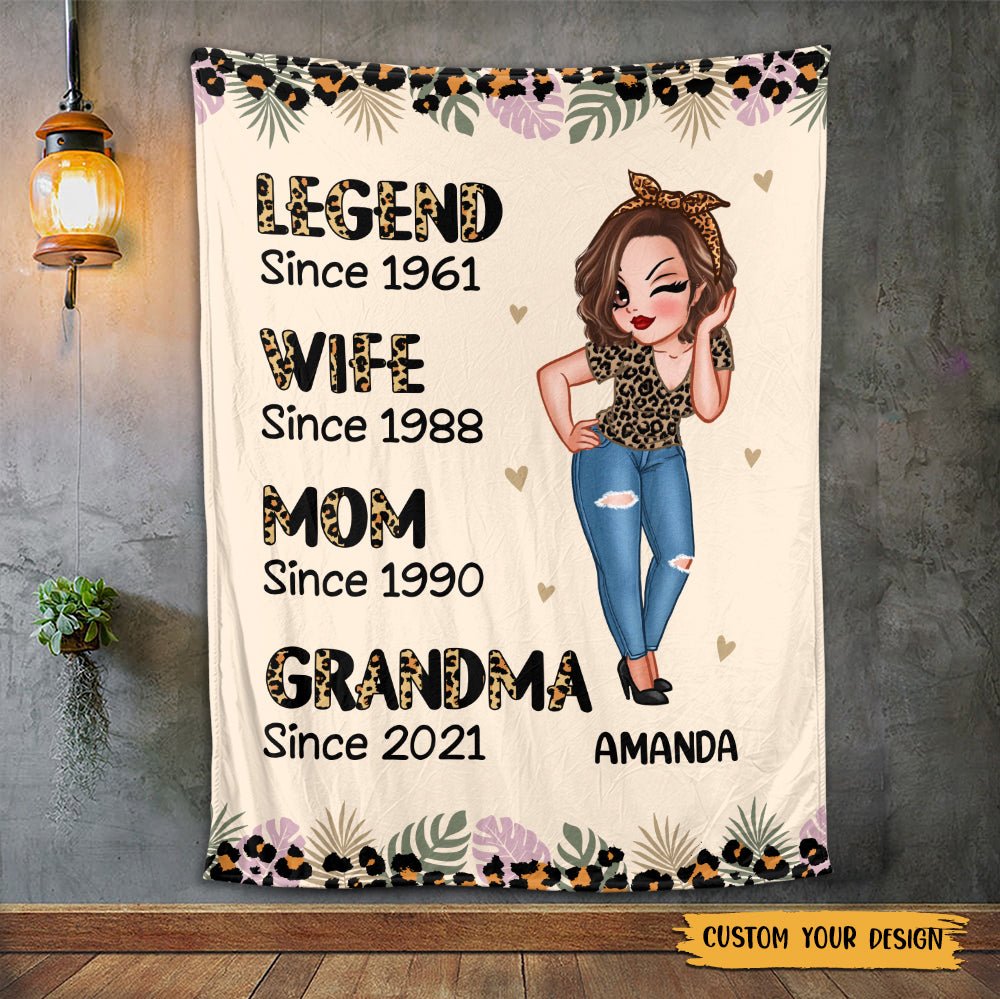 Leopard Legend Wife Mom Grandma - Personalized Blanket - Best Gift For Mother's Day - Giftago