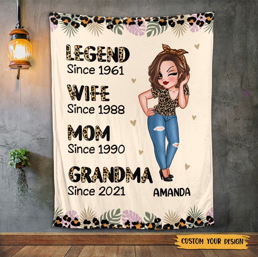 Leopard Legend Wife Mom Grandma - Personalized Blanket - Best Gift For Mother's Day - Giftago