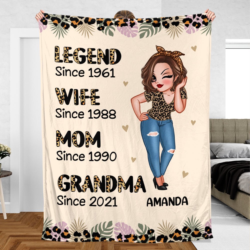 Leopard Legend Wife Mom Grandma - Personalized Blanket - Best Gift For Mother's Day - Giftago