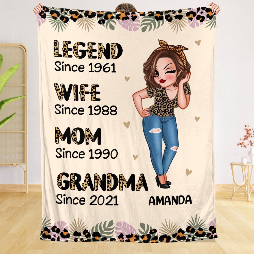 Leopard Legend Wife Mom Grandma - Personalized Blanket - Best Gift For Mother's Day - Giftago
