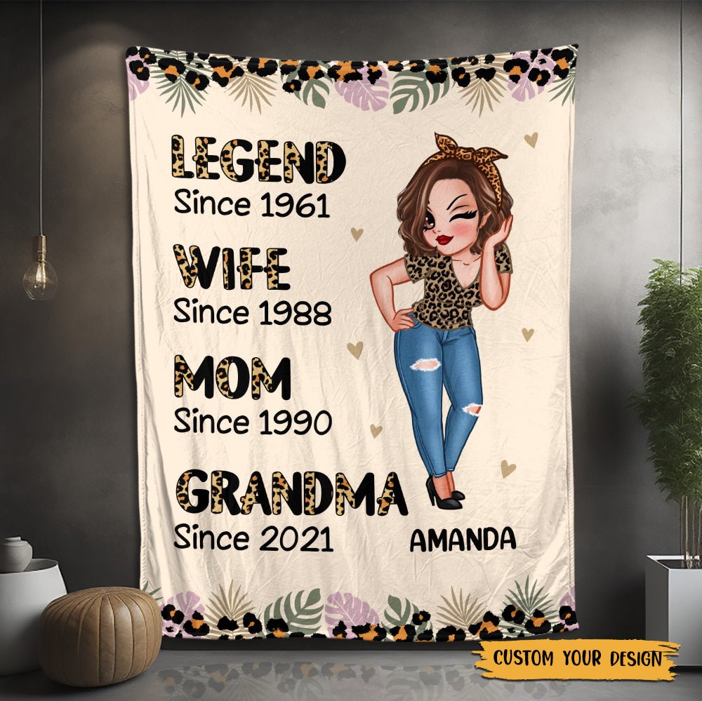 Leopard Legend Wife Mom Grandma - Personalized Blanket - Best Gift For Mother's Day - Giftago