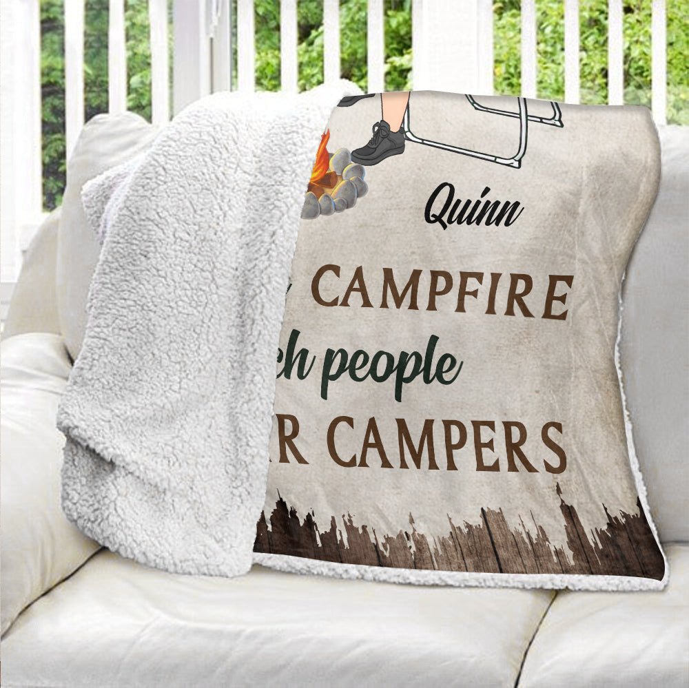 Let's Sit By The CampFire And Watch People Park Their Campers - Personalized Blanket - Giftago
