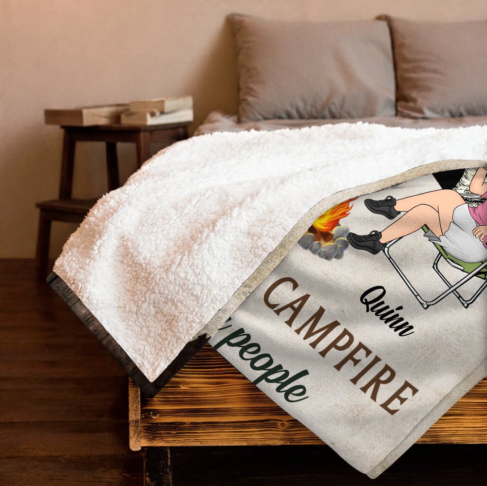 Let's Sit By The CampFire And Watch People Park Their Campers - Personalized Blanket - Giftago
