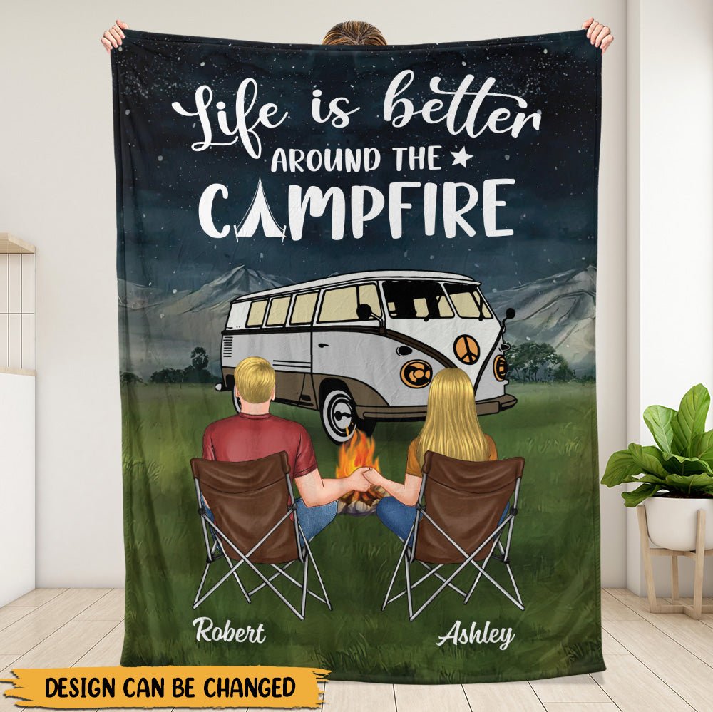 Life Is Better Around The Campfire Blanket - Personalized Blanket - Giftago