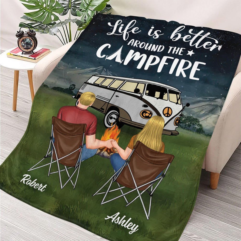 Life Is Better Around The Campfire Blanket - Personalized Blanket - Giftago