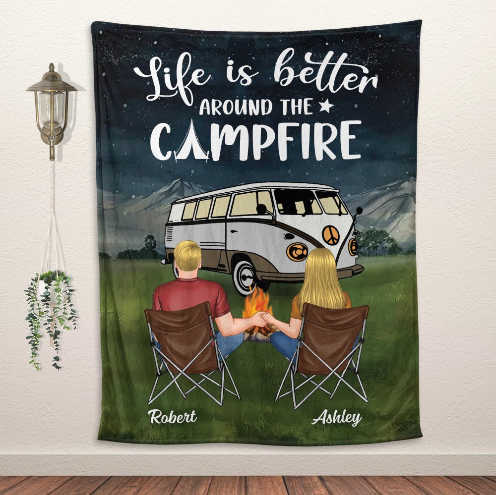 Life Is Better Around The Campfire Blanket - Personalized Blanket - Giftago