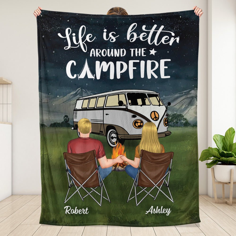Life Is Better Around The Campfire Blanket - Personalized Blanket - Giftago